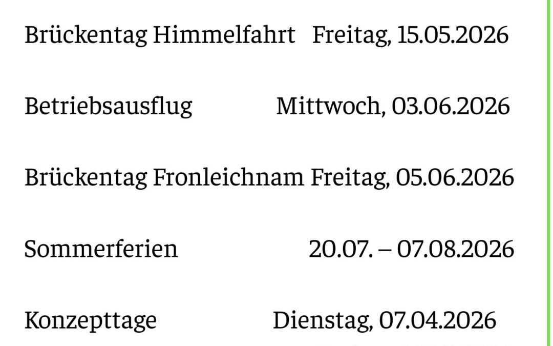 Kita-Schließungstage 2026